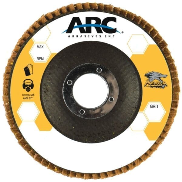 ARC 7" x 5/8" T29 - ANGLE FACE PREDATOR FIBERGLASS FLAP DISC, 60 GRIT ARC7110865AF