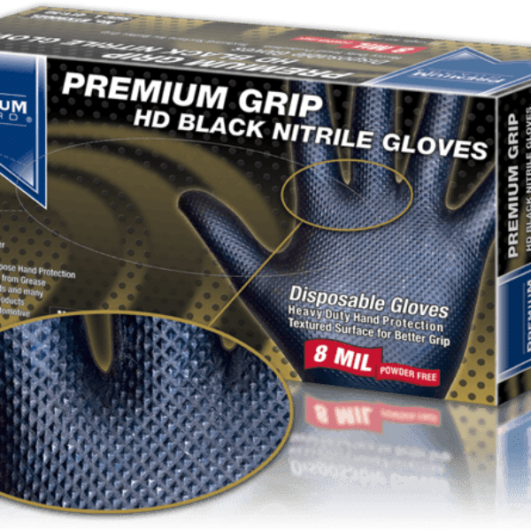 Premium Grip HD 8 MIL Black Nitrile Gloves - XLarge - BTX9002XL