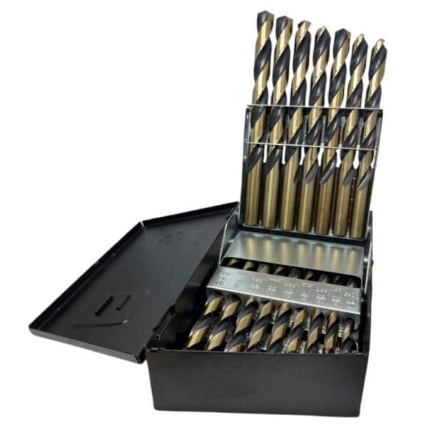 135˚ SPLIT POINT BLACK & GOLD MAGNUM SUPER PREMIUM 29 PC ULTRA DEX JOBBER LENGTH DRILL SET - STEEL CASE - SP29